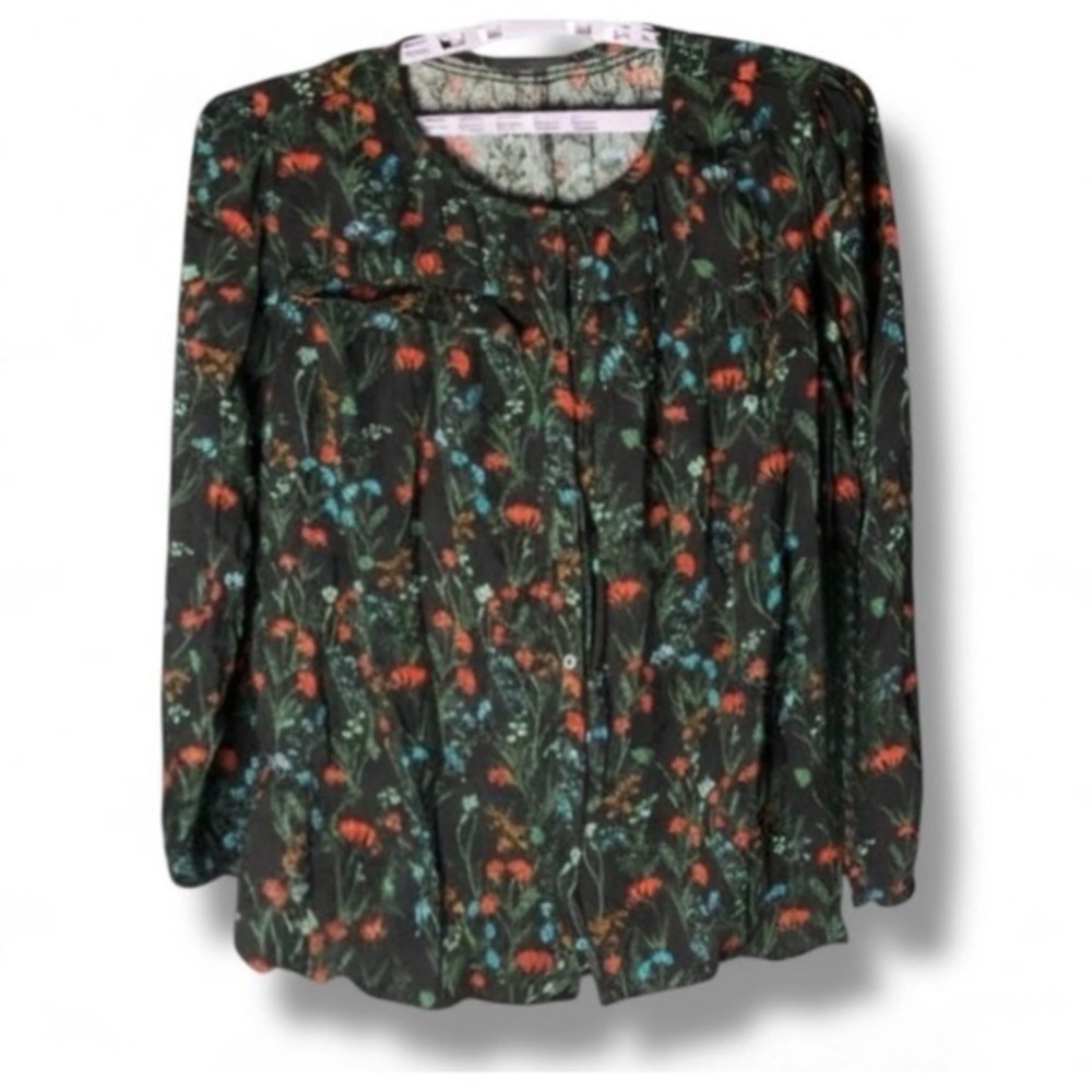 LANE BRYANT Black Floral Long- Sleeve Flounce Button-Down‎ Shirt
NWT Size 22W - Picture 6 of 11